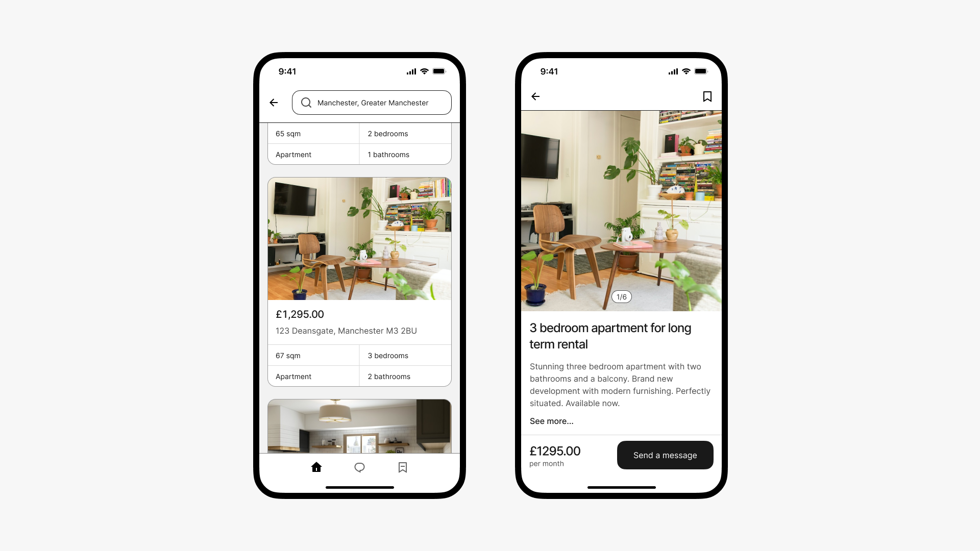 An image showing both the results section and the property details view.